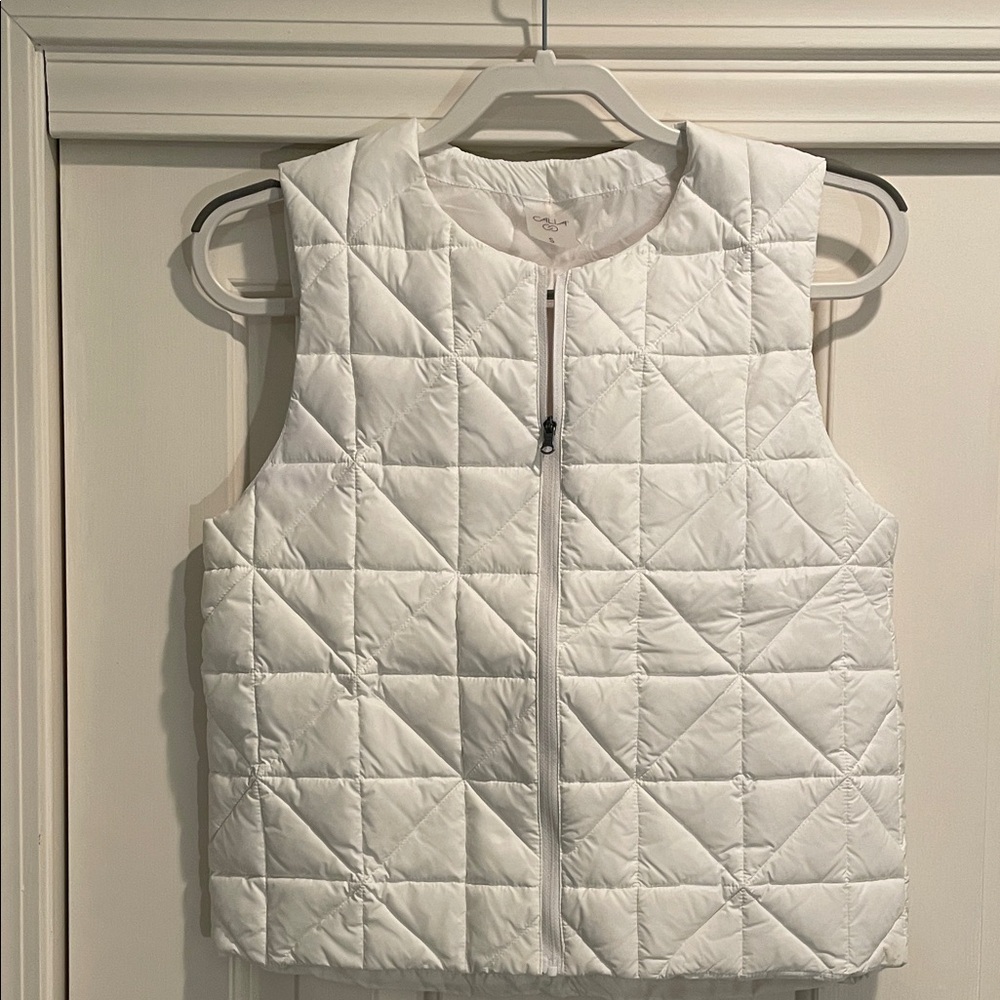 Calia Quilted Down Cropped Vest Pure White Golf Small